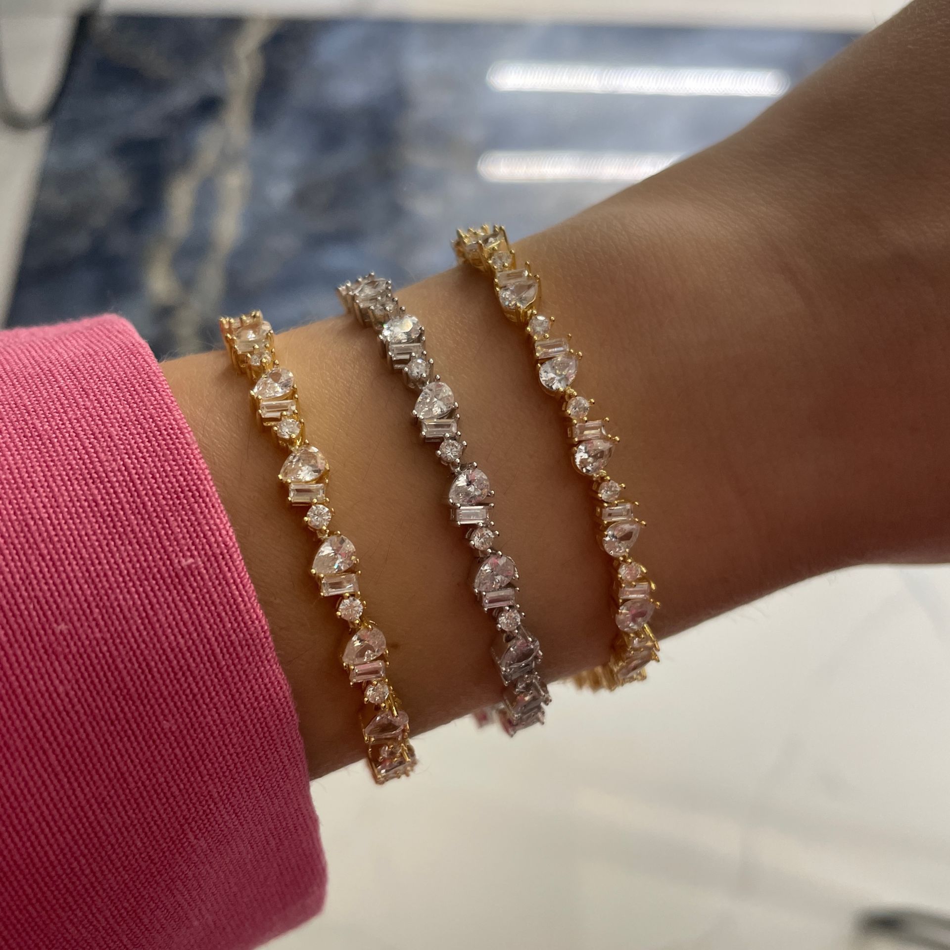 925 Ayar Gümüş Swarovski Taşlı İthal Bileklik Beronica