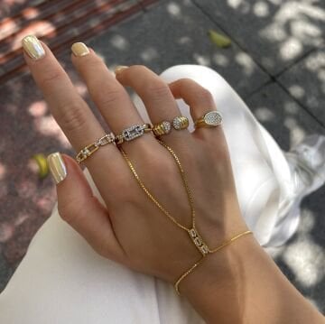 925 Ayar Gümüş İthal Üçlü Sıralı Baget Taşlı Tasarım Şahmeran Jenna