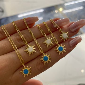925 Ayar Gümüş Mineli Kutup Yıldızı Kolye Tori