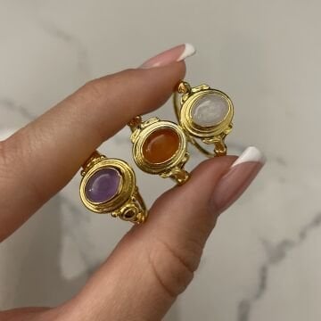 925 Ayar Gümüş  Vintage Tasarımlı Doğaltaş Yüzük Rosalia