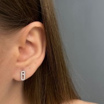 925 Ayar Gümüş İthal Minimal Taşlı Tasarım Küpe