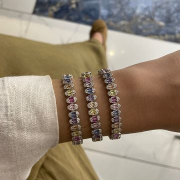 925 Ayar Gümüş İthal Morganite Taşlı Bileklik Margot