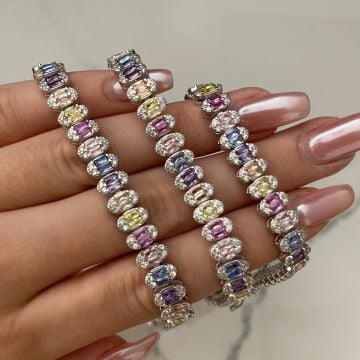 925 Ayar Gümüş İthal Morganite Taşlı Bileklik Margot