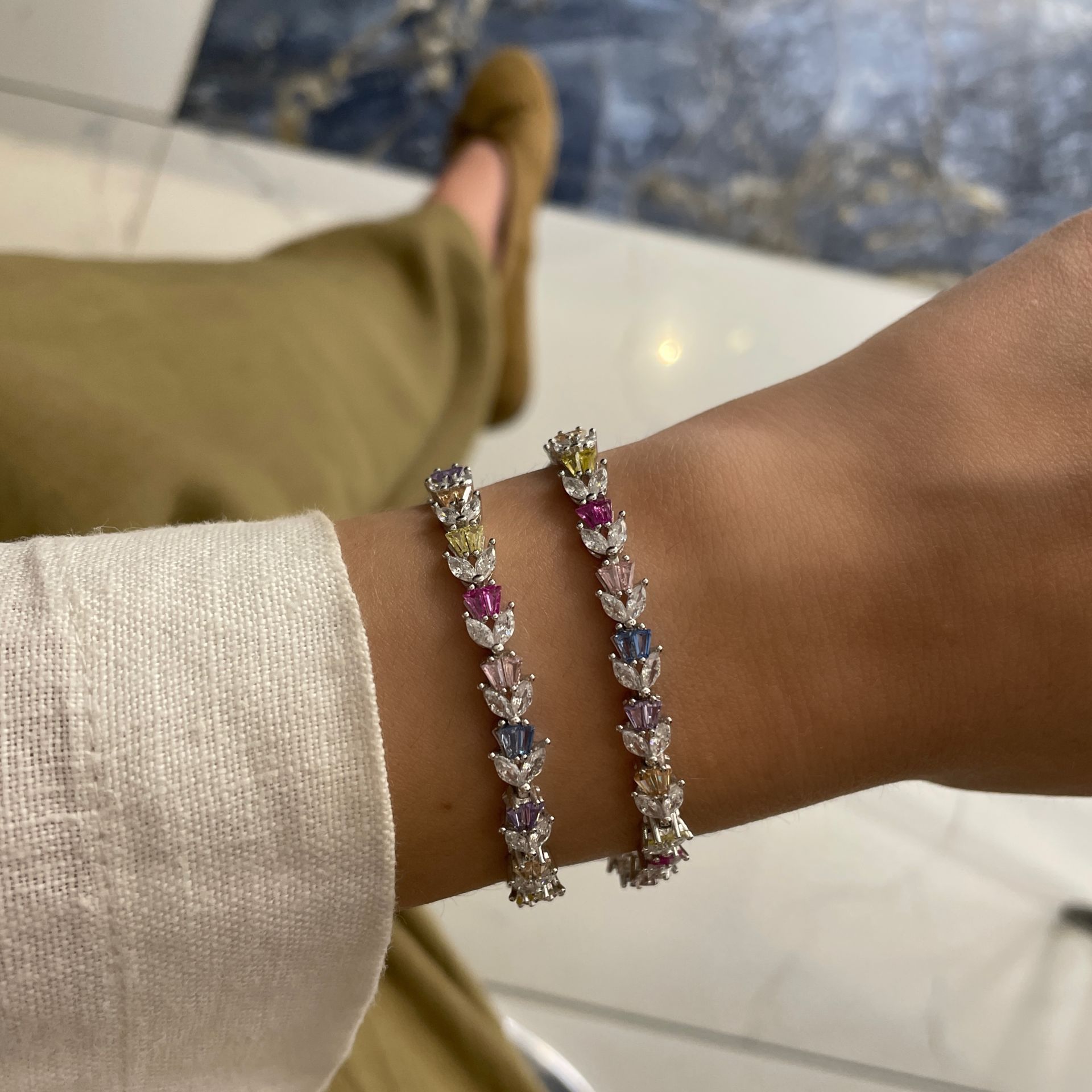 925 Ayar Gümüş İthal Morganite Taşlı Bileklik Coline