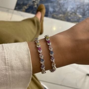 925 Ayar Gümüş İthal Morganite Taşlı Bileklik Coline