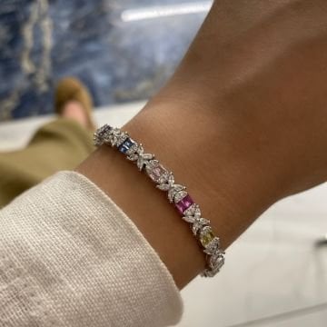925 Ayar Gümüş Morganite Taşlı Markiz Kesim Bileklik