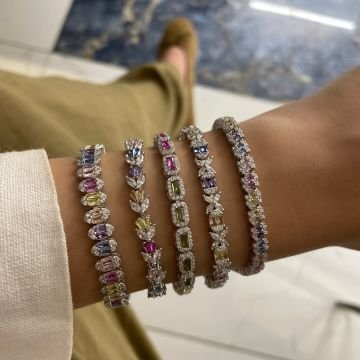 925 Ayar Gümüş Morganite Taşlı Markiz Kesim Bileklik