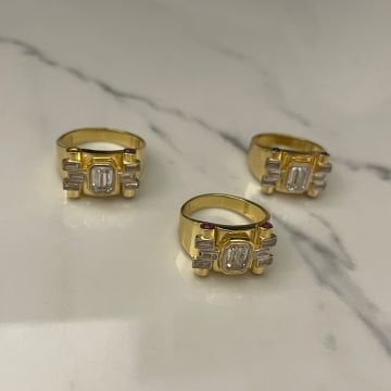 925 Ayar Gümüş İthal Baget Taşlı Trend Yüzük Romy