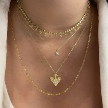 925 Ayar Gümüş Çiçek Model İnci Kolye Luis