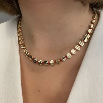 Pullu Renkli Taşlı Kolye