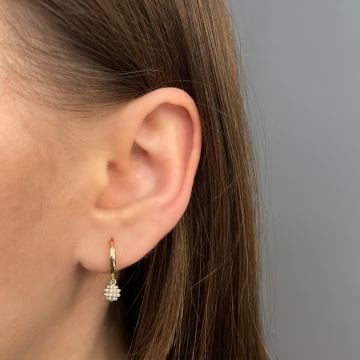 İncili Minimal Halka Küpe Lori