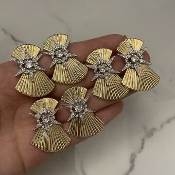İthal Taş Detaylı Yıldız Tasarım Küpe