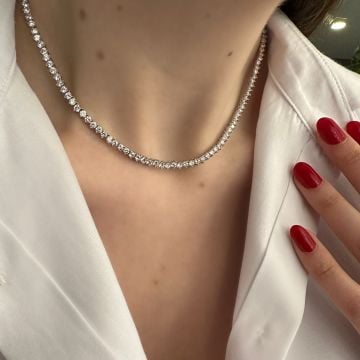 925 Ayar Gümüş Swarovski Taşlı Kalp Su Yolu Kolye Loves
