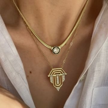 Baget Taşlı Ezme Zincir Kolye Jena