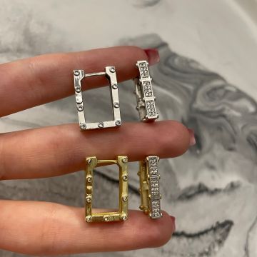 925 Ayar Gümüş İthal Taşlı Tasarım Halka Küpe Lucinda