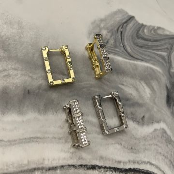 925 Ayar Gümüş İthal Taşlı Tasarım Halka Küpe Lucinda