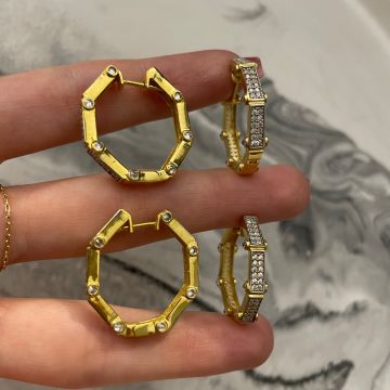 925 Ayar Gümüş İthal Taşlı Tasarım Halka Küpe Josie