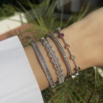 925 Ayar Gümüş Renkli Taşlı Bileklik Olivia
