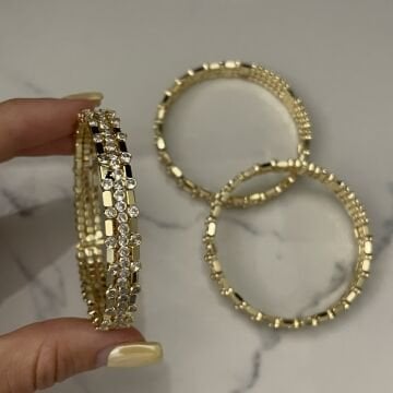 İthal Taş Detaylı Tasarım Kelepçe Bileklik Liana