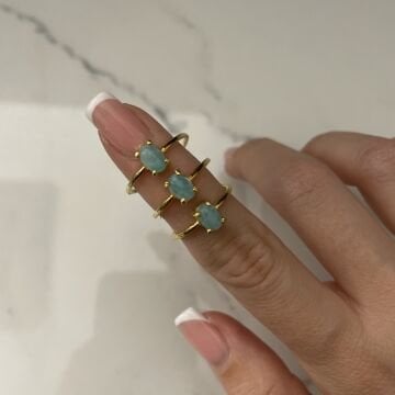 925 Ayar Gümüş İthal Akuamarin Taşlı Yüzük