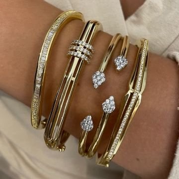 Baget Taşlı Tasarım Kelepçe Bileklik Loren