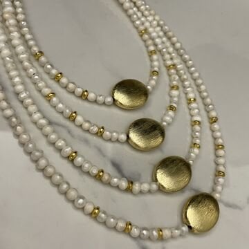 Barok İncili Gold Detaylı Tasarım Kolye