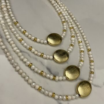 Barok İncili Gold Detaylı Tasarım Kolye Diana