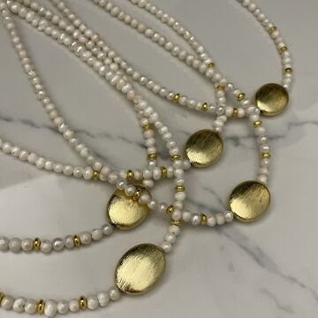 Barok İncili Gold Detaylı Tasarım Kolye Diana