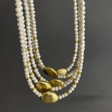 Barok İncili Gold Detaylı Tasarım Kolye