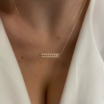 925 Ayar Gümüş Zirkon Taşlı Başak Kolye Ekin Rose