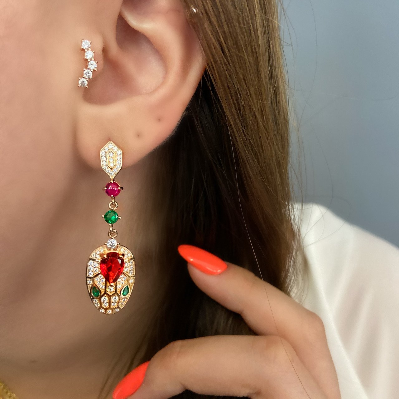 925 Ayar Gümüş Kaplan Küpe Cartie Rose