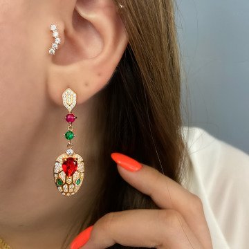 925 Ayar Gümüş Kaplan Küpe Cartie Rose