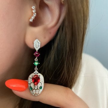 925 Ayar Gümüş Kaplan Küpe Cartie Silver