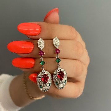 925 Ayar Gümüş Kaplan Küpe Cartie Silver