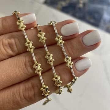 925 Ayar Gümüş İthal Baget Taşlı Tasarım Bileklik Liana