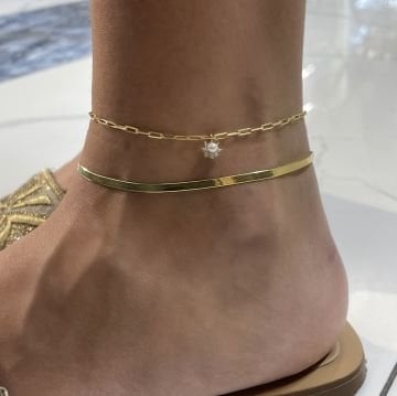 925 Ayar Gümüş Çiçek Model İnci Halhal Luis