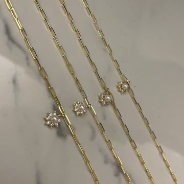 925 Ayar Gümüş Çiçek Model İnci Halhal Luis