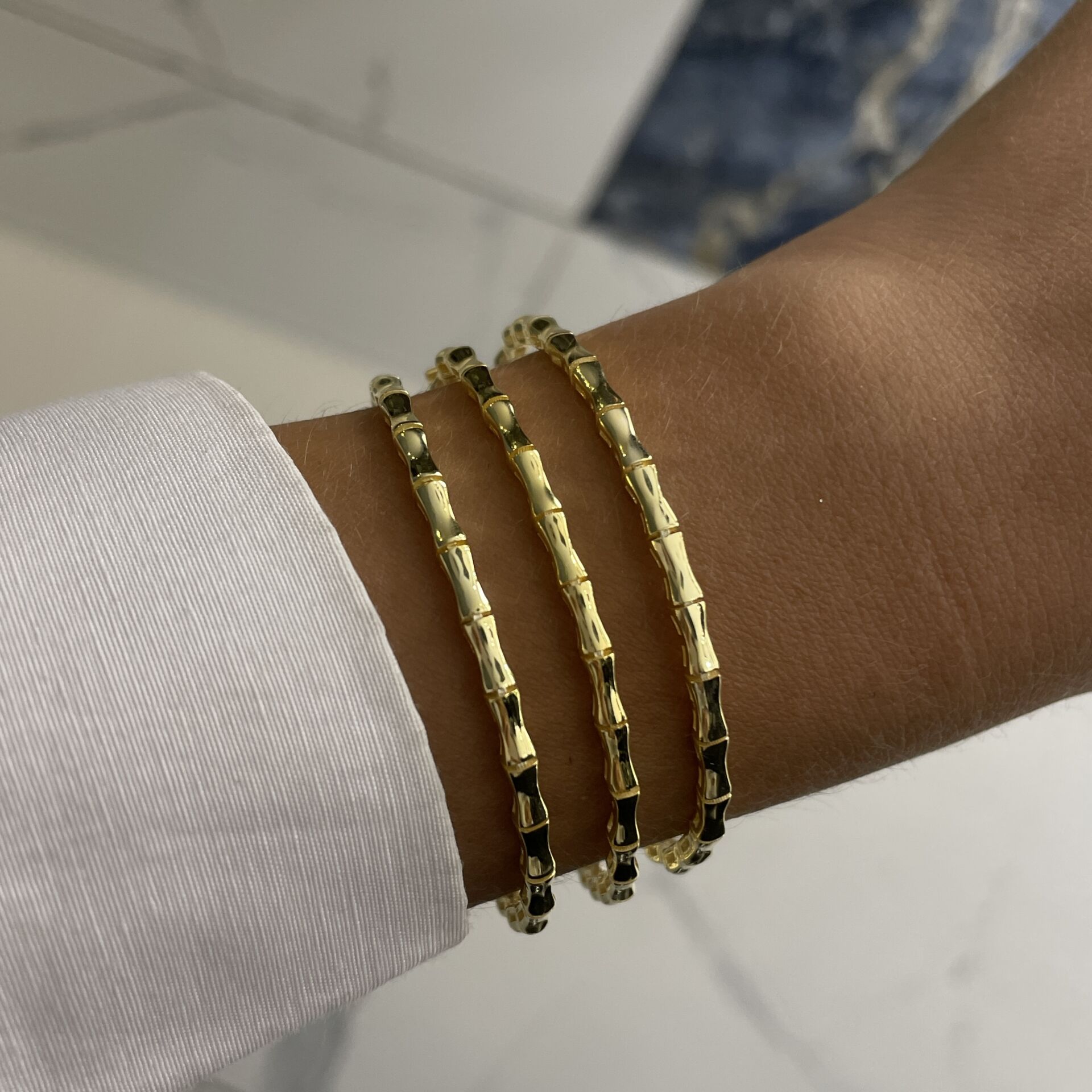 925 Ayar Gümüş İthal Gold Tasarım Bileklik