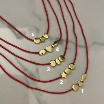 925 Ayar Gümüş Figürlü Kırmızı İp Kolye Elsa