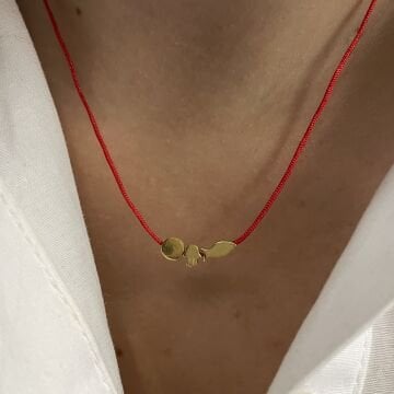 925 Ayar Gümüş Figürlü Kırmızı İp Kolye Elsa