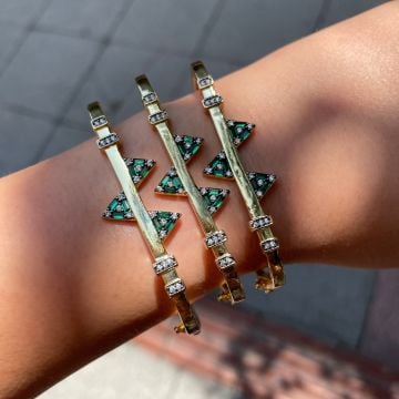 Baget Taş Tasarımlı İthal Kelepçe Bileklik Lidia