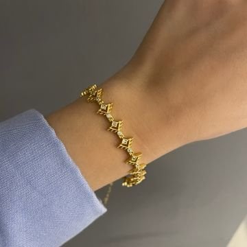 925 Ayar Gümüş Otantik Üçgen Taşlı Bileklik Lopez