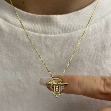 925 Ayar Gümüş Baget Model Üçgen Tasarım Kolye Rae