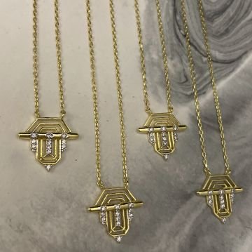 925 Ayar Gümüş Baget Model Üçgen Tasarım Kolye Rae