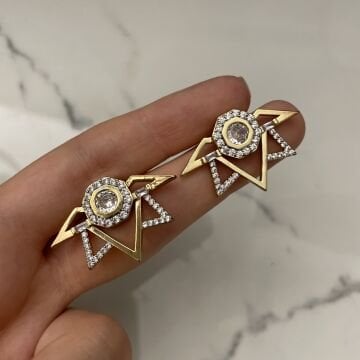 İthal Taşlı Üçgen Tasarımlı Küpe Astra