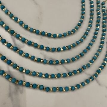 İthal Dorika Toplu Turkuaz Taşlı Halhal Louren