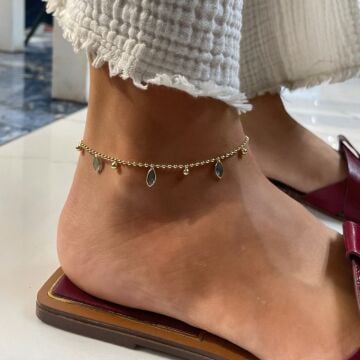 İthal mavi Damla Taşlı Halhal Daria