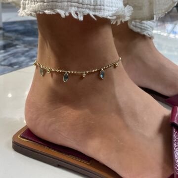 İthal mavi Damla Taşlı Halhal Daria