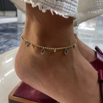 İthal mavi Damla Taşlı Halhal Daria