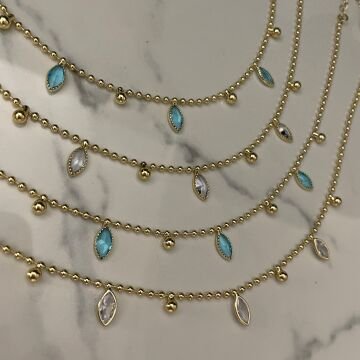 İthal mavi Damla Taşlı Halhal Daria